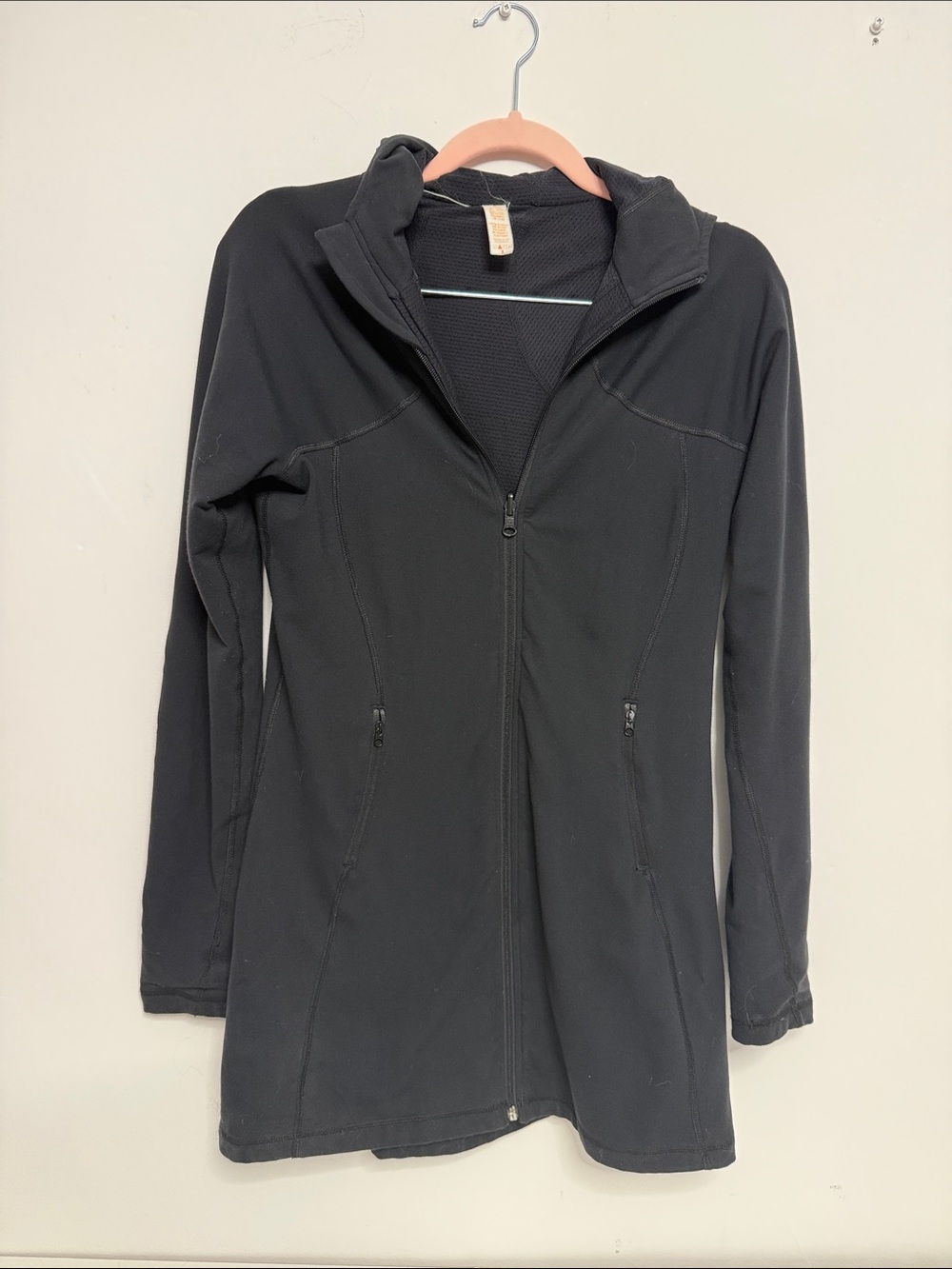 Original Lululemon Black Longline Hooded Jacket with Zip Pockets